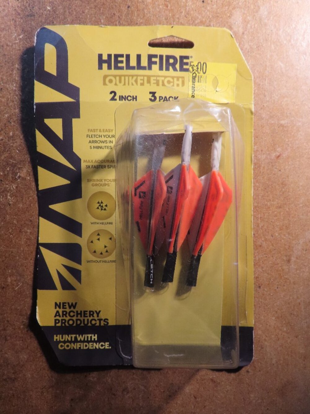 Hellfire Quickfletch Archery Hunting 2 Inch NAP Orange 3 Pack New